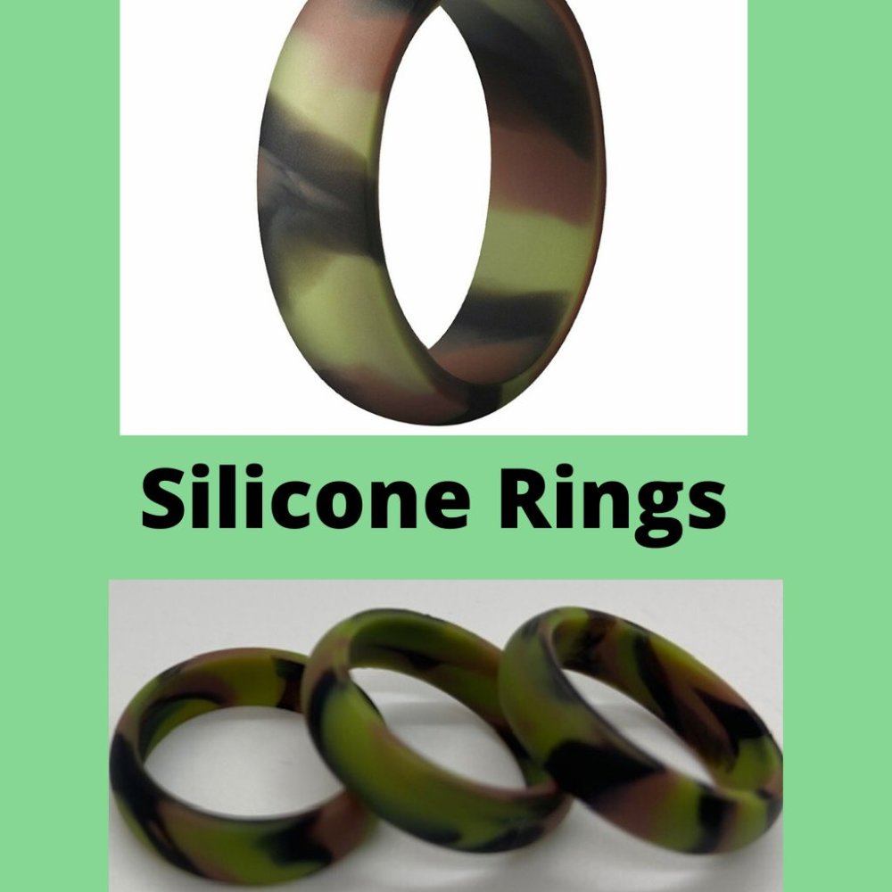 Silicone Wedding Rings For Women- GREEN CAMO